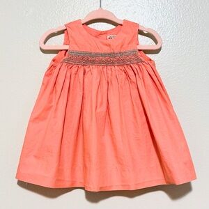 Bonpoint smocked dress embroidered salmon pink dress 2A